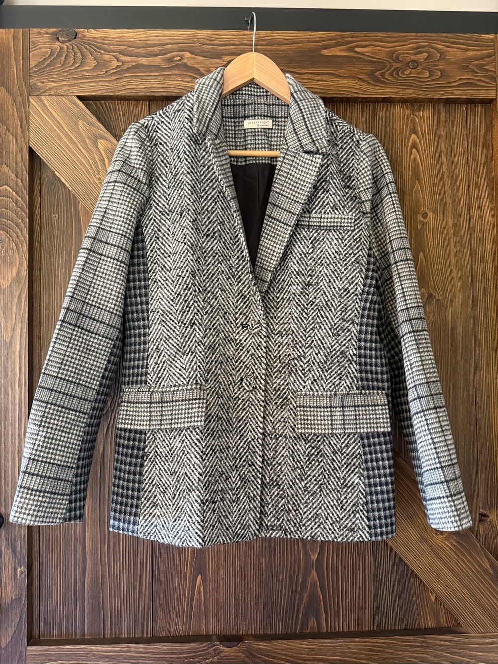 Patterned Black & White Mix Blazer Jacket